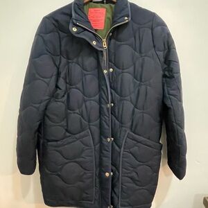 J. Crew Navy Quilted Coat